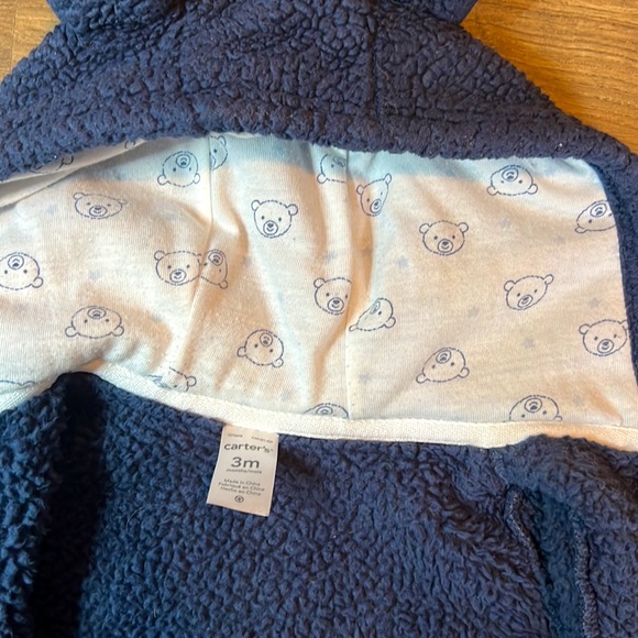 Carter's Navy Blue Fleece Snowsuit Size 3 Month - Picture 3 of 6